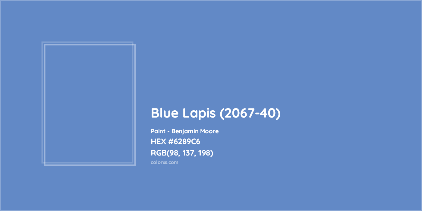 HEX #6289C6 Blue Lapis (2067-40) Paint Benjamin Moore - Color Code
