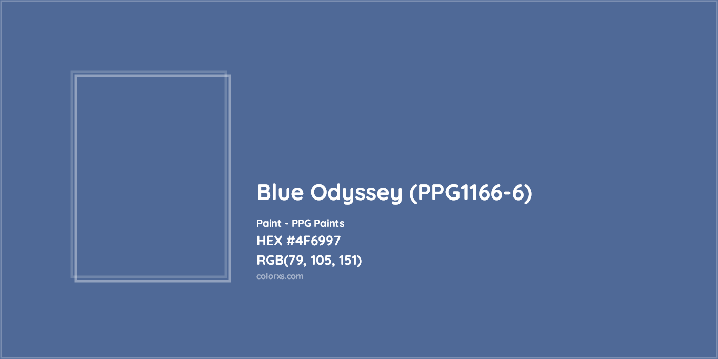 HEX #4F6997 Blue Odyssey (PPG1166-6) Paint PPG Paints - Color Code