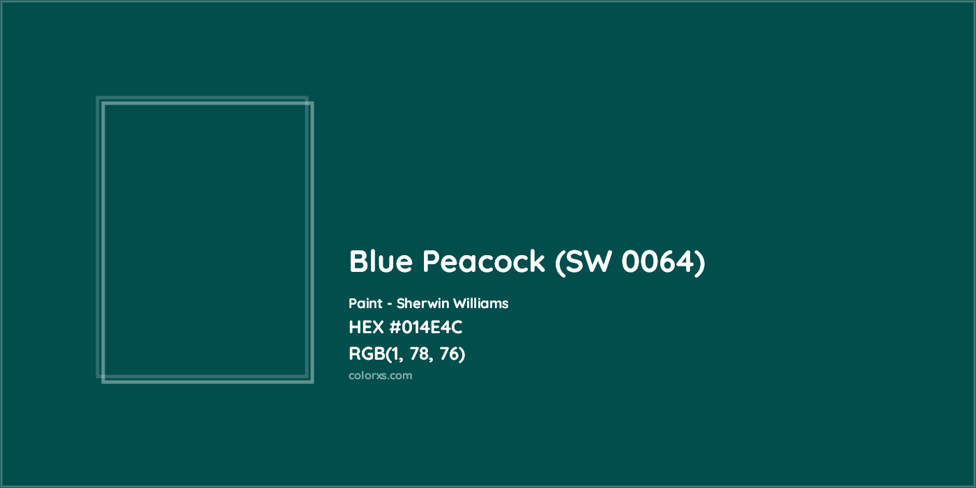 HEX #014E4C Blue Peacock (SW 0064) Paint Sherwin Williams - Color Code