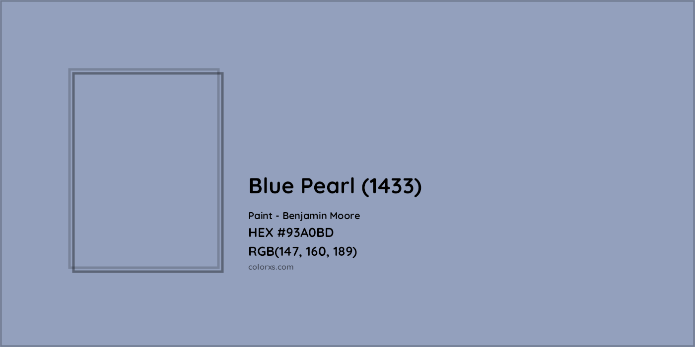 HEX #93A0BD Blue Pearl (1433) Paint Benjamin Moore - Color Code