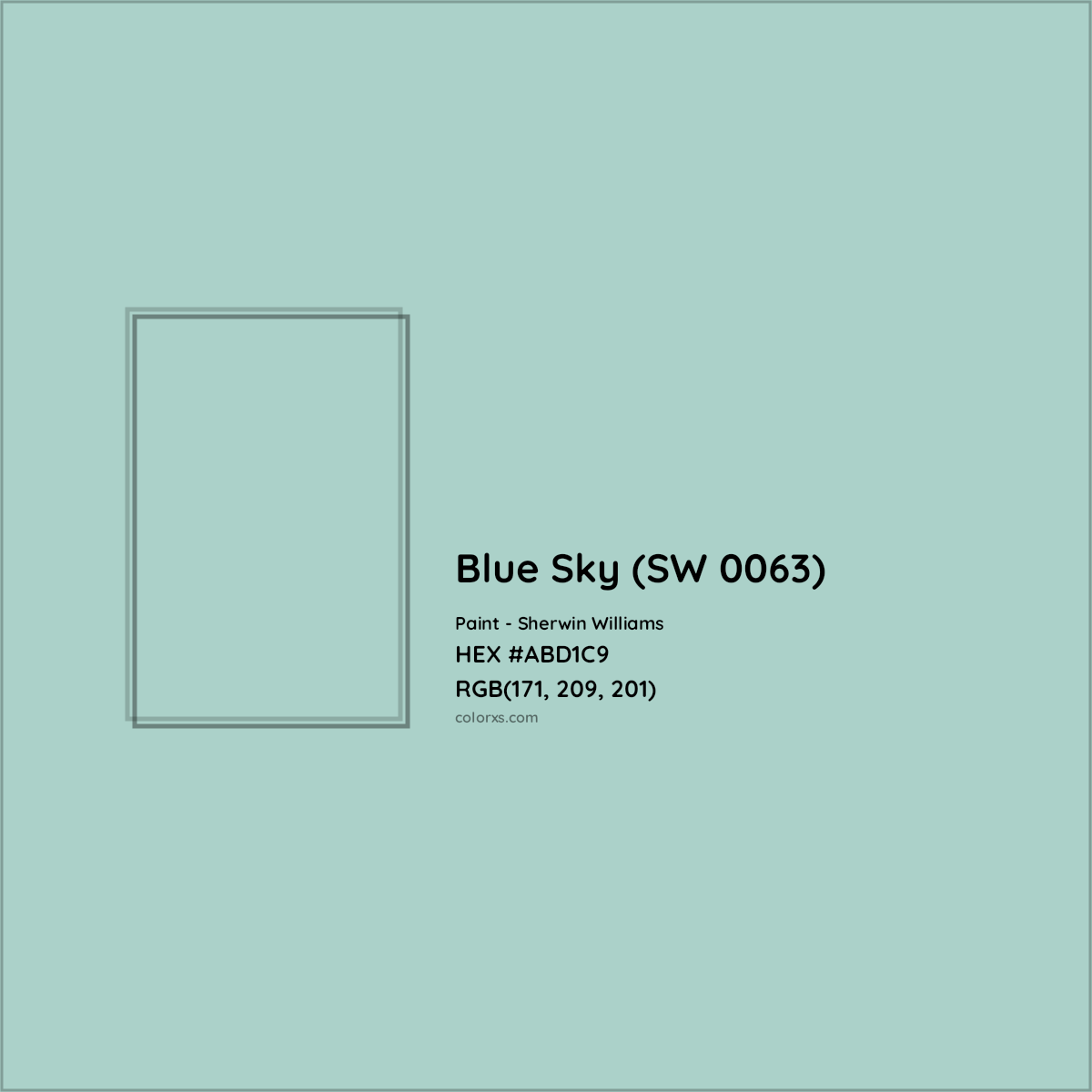 HEX #ABD1C9 Blue Sky (SW 0063) Paint Sherwin Williams - Color Code