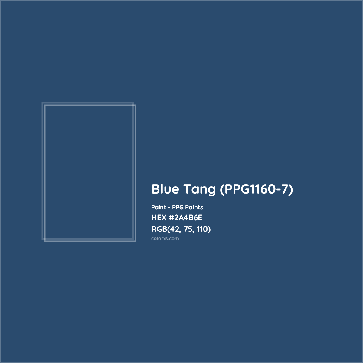 HEX #2A4B6E Blue Tang (PPG1160-7) Paint PPG Paints - Color Code