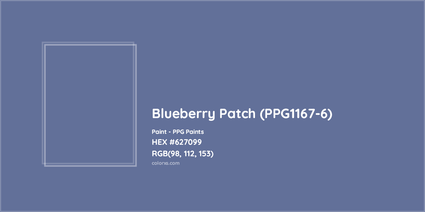 HEX #627099 Blueberry Patch (PPG1167-6) Paint PPG Paints - Color Code
