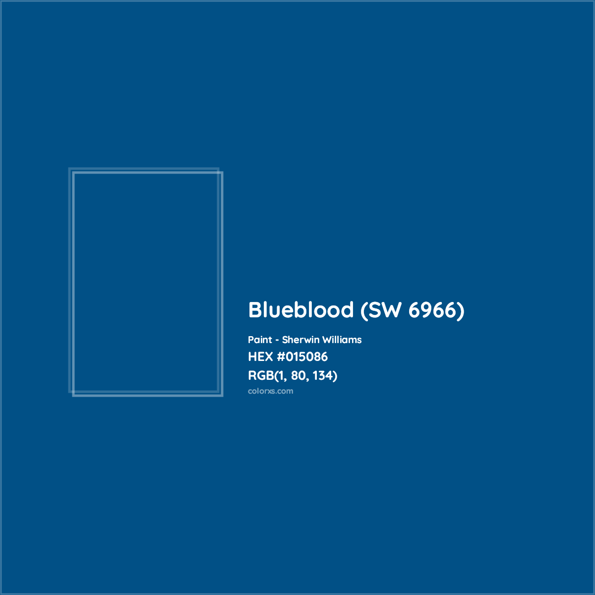 HEX #015086 Blueblood (SW 6966) Paint Sherwin Williams - Color Code