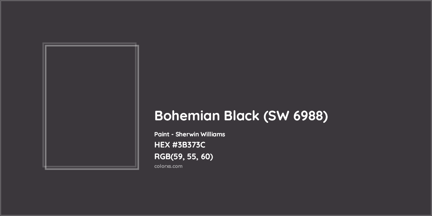 HEX #3B373C Bohemian Black (SW 6988) Paint Sherwin Williams - Color Code