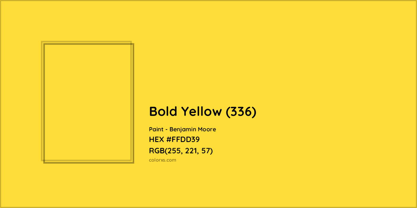 HEX #FFDD39 Bold Yellow (336) Paint Benjamin Moore - Color Code