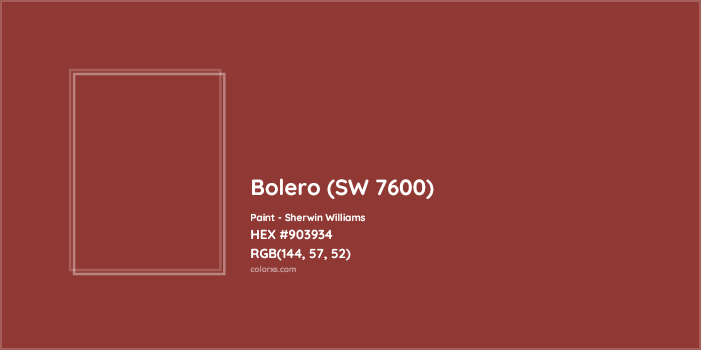 HEX #903934 Bolero (SW 7600) Paint Sherwin Williams - Color Code