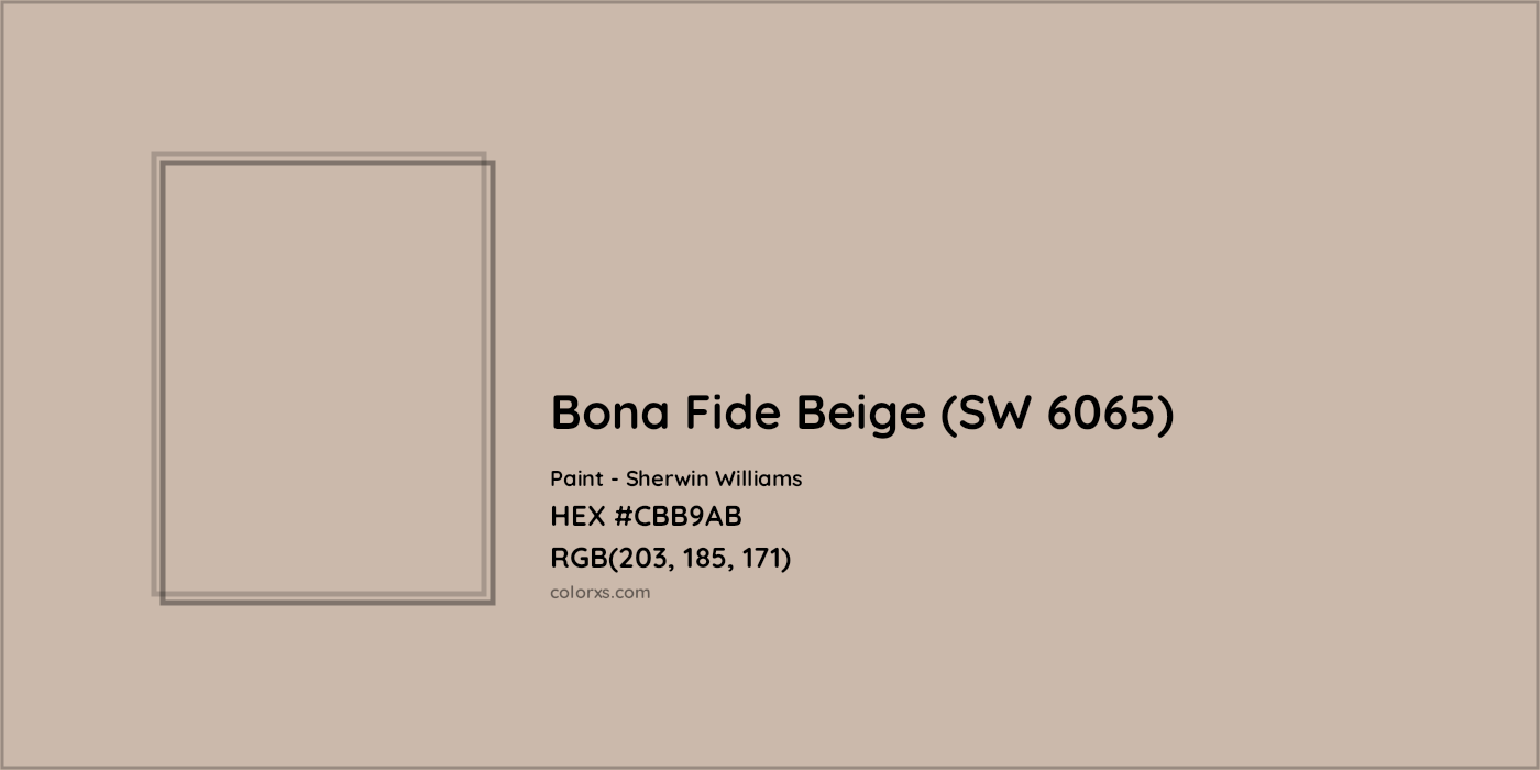 HEX #CBB9AB Bona Fide Beige (SW 6065) Paint Sherwin Williams - Color Code