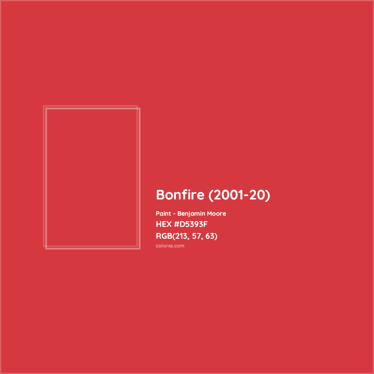 HEX #D5393F Bonfire (2001-20) Paint Benjamin Moore - Color Code