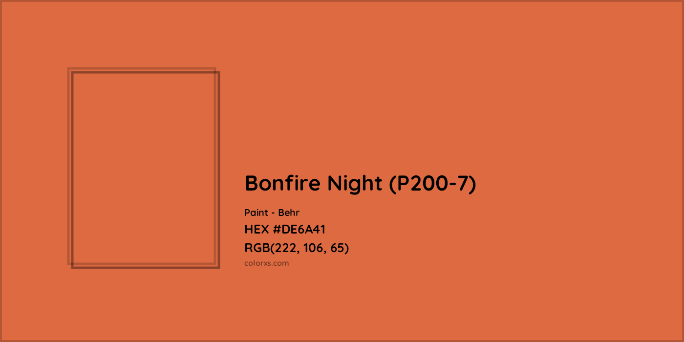 HEX #DE6A41 Bonfire Night (P200-7) Paint Behr - Color Code