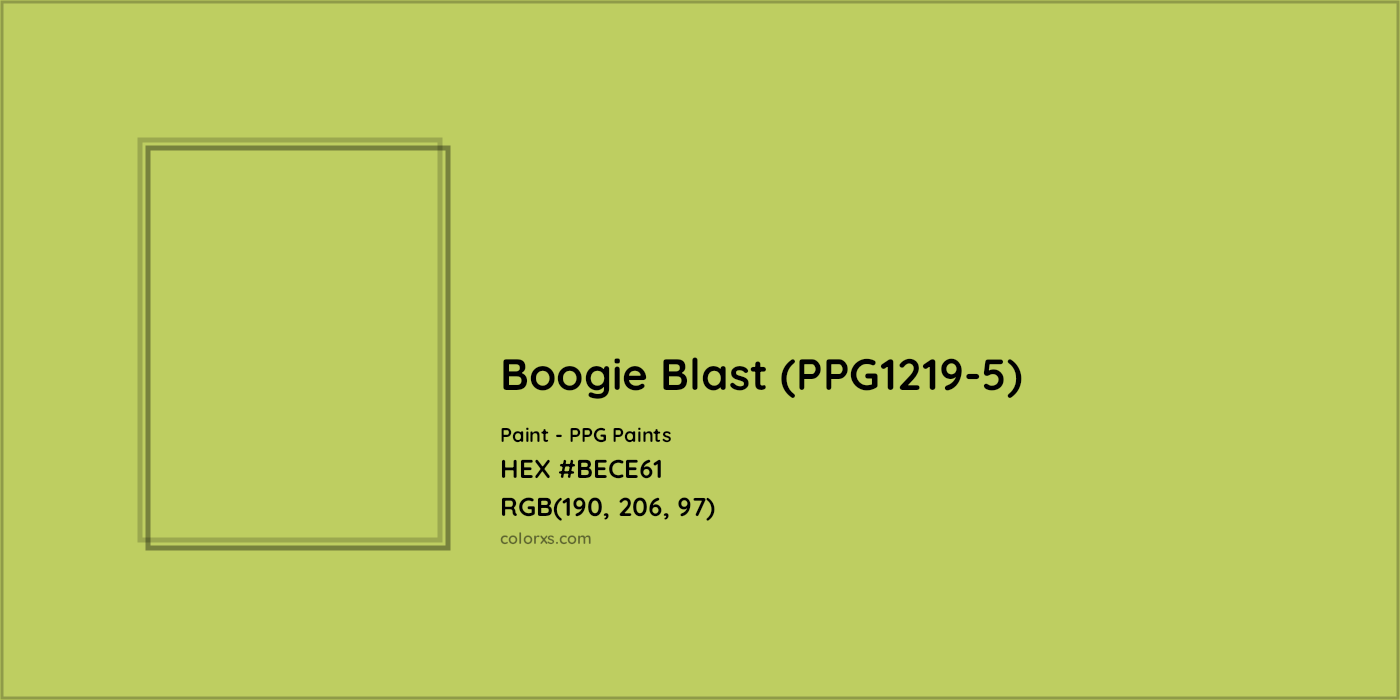 HEX #BECE61 Boogie Blast (PPG1219-5) Paint PPG Paints - Color Code