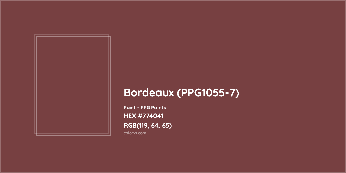 HEX #774041 Bordeaux (PPG1055-7) Paint PPG Paints - Color Code