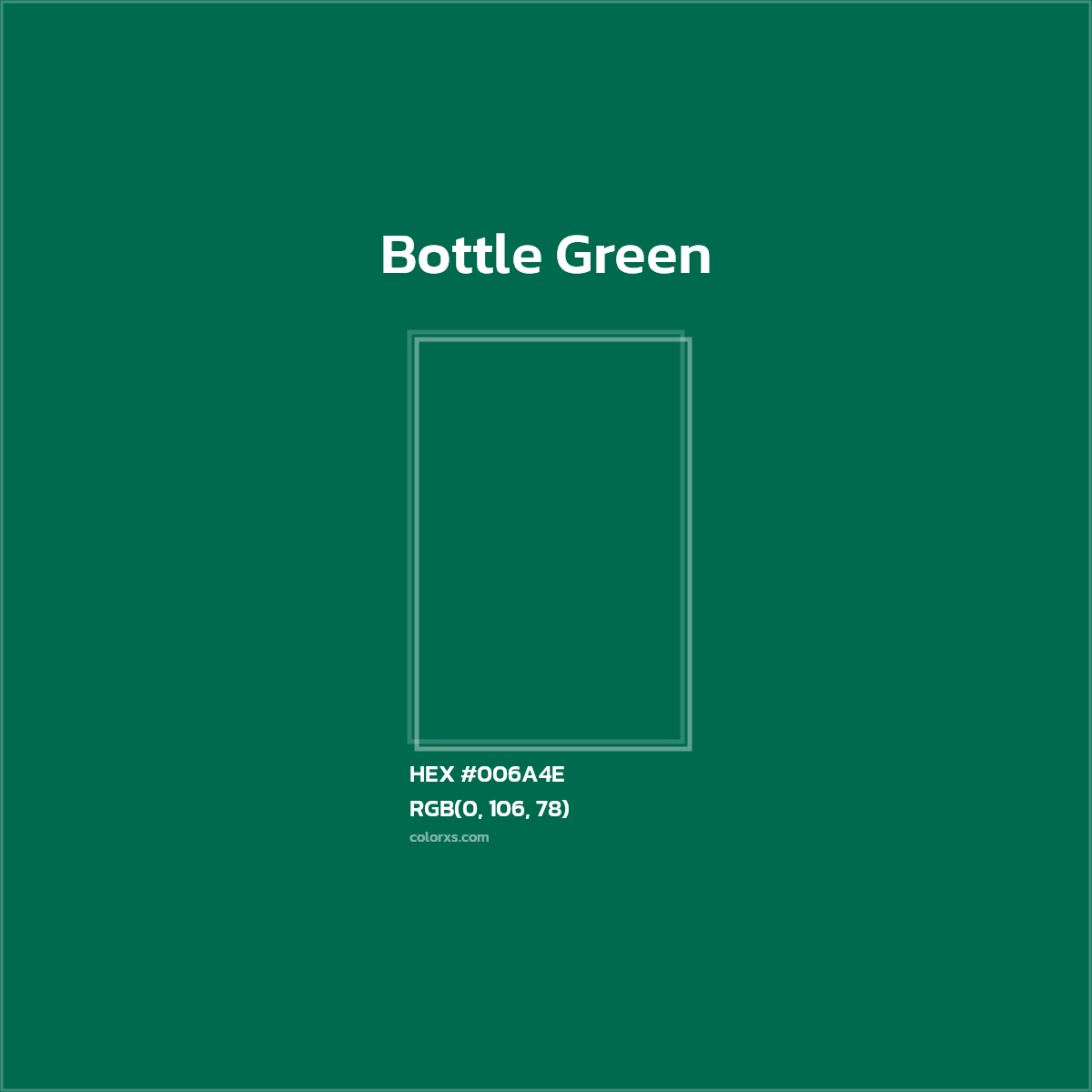 HEX #006A4E Bottle Green Color - Color Code