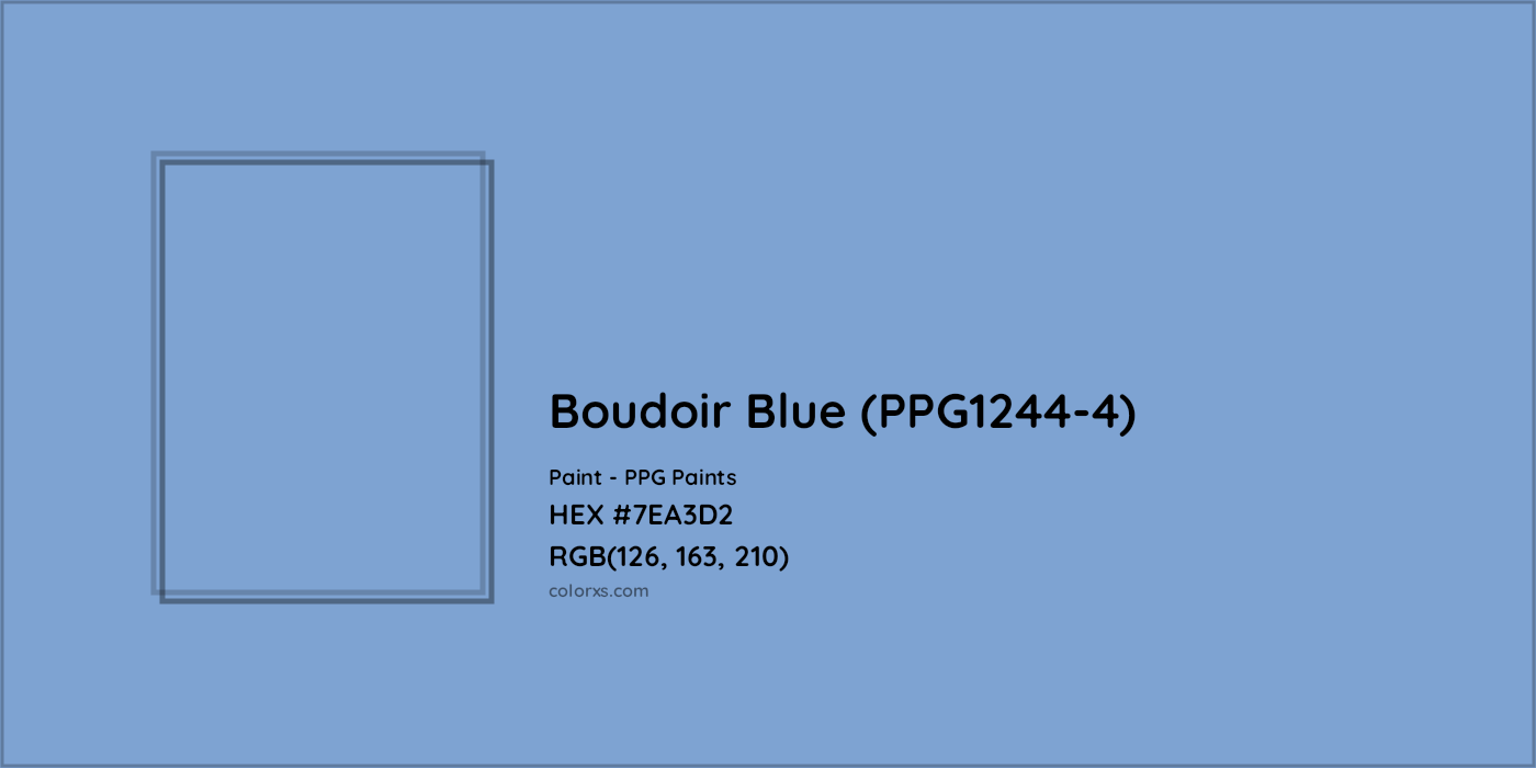 HEX #7EA3D2 Boudoir Blue (PPG1244-4) Paint PPG Paints - Color Code