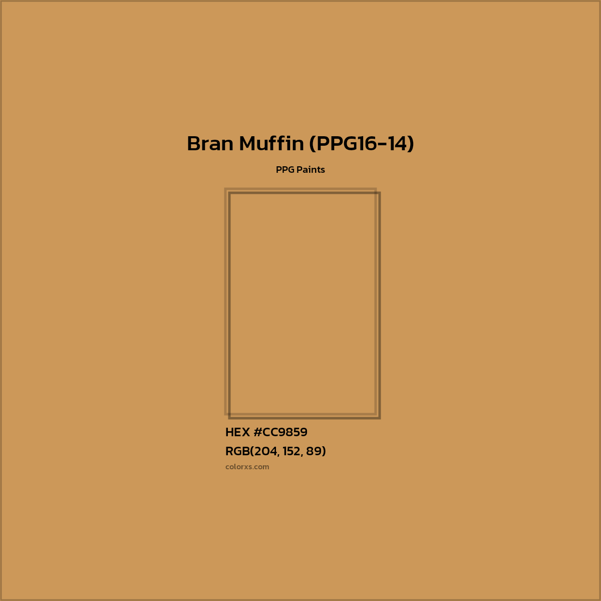 HEX #CC9859 Bran Muffin (PPG16-14) Paint PPG Paints - Color Code