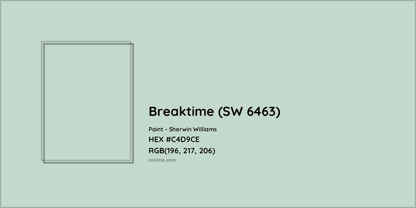 HEX #C4D9CE Breaktime (SW 6463) Paint Sherwin Williams - Color Code