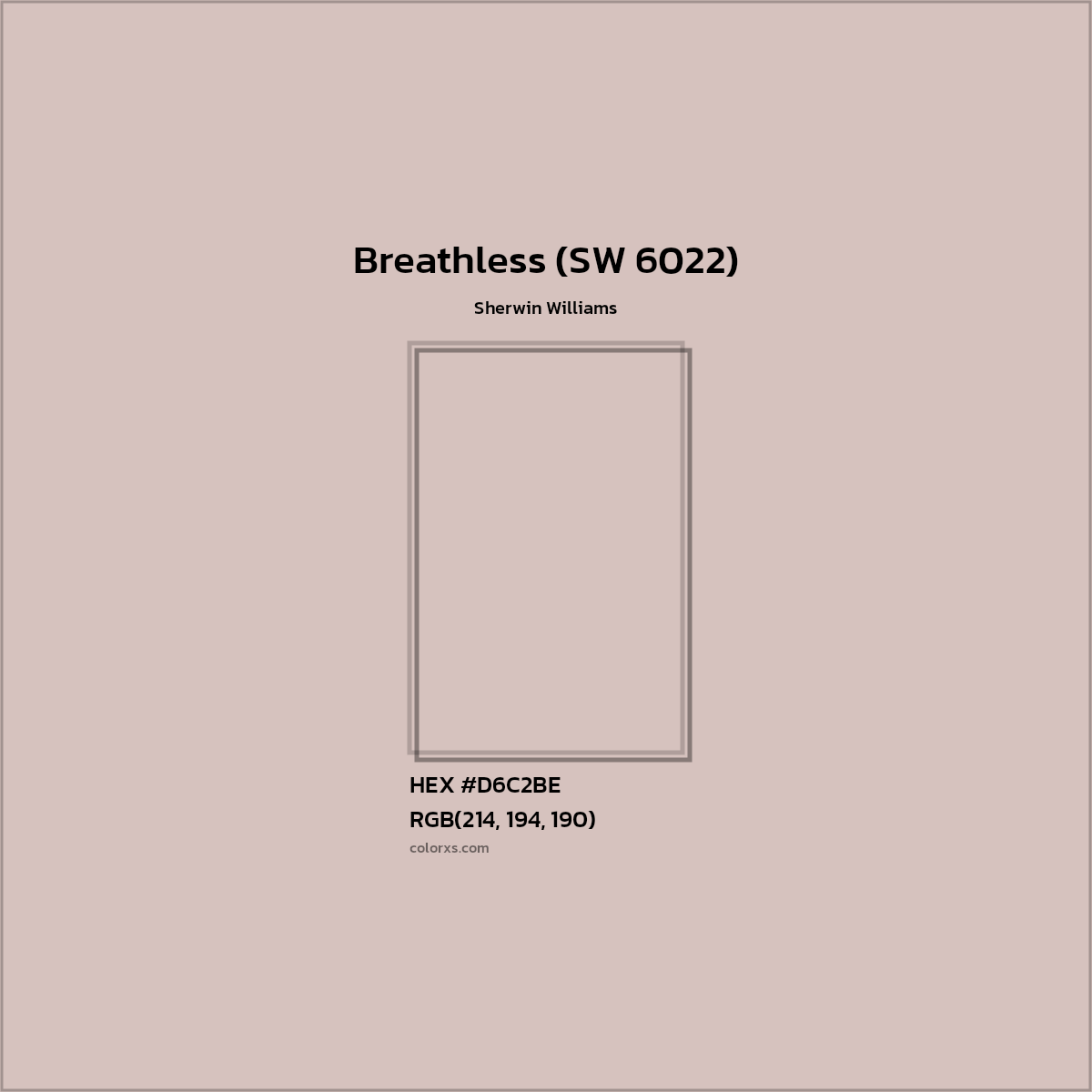 HEX #D6C2BE Breathless (SW 6022) Paint Sherwin Williams - Color Code