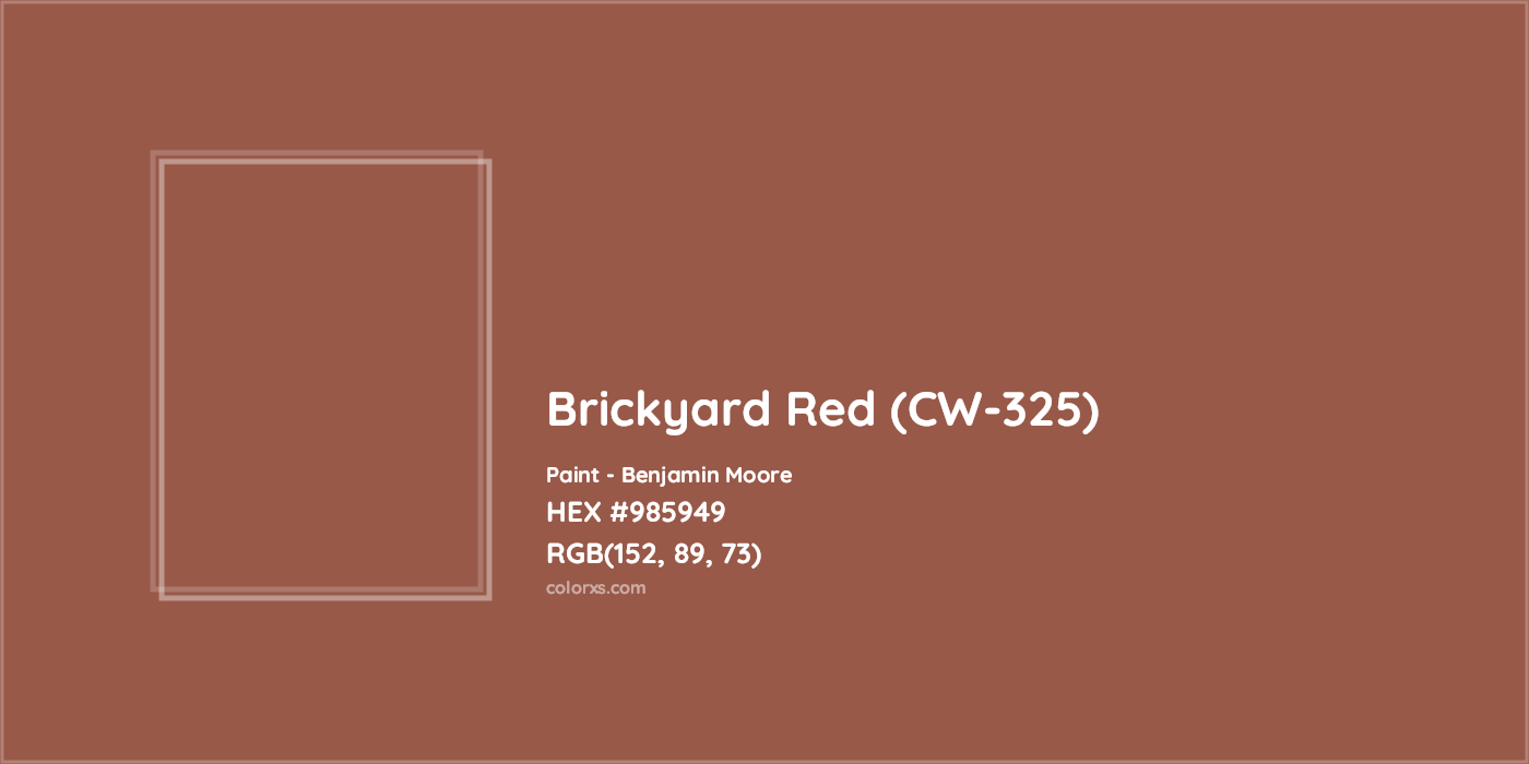 HEX #985949 Brickyard Red (CW-325) Paint Benjamin Moore - Color Code