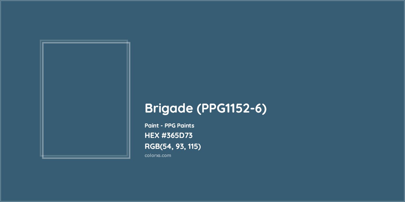 HEX #365D73 Brigade (PPG1152-6) Paint PPG Paints - Color Code