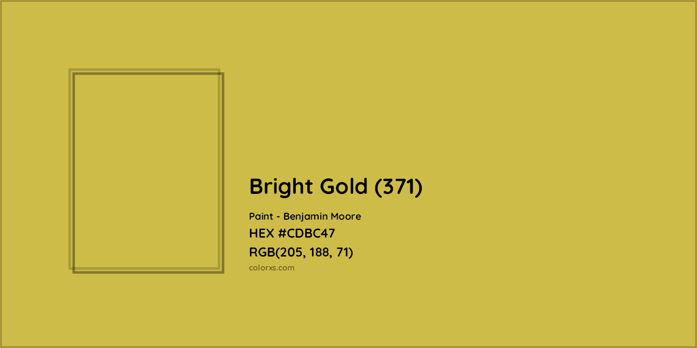 HEX #CDBC47 Bright Gold (371) Paint Benjamin Moore - Color Code