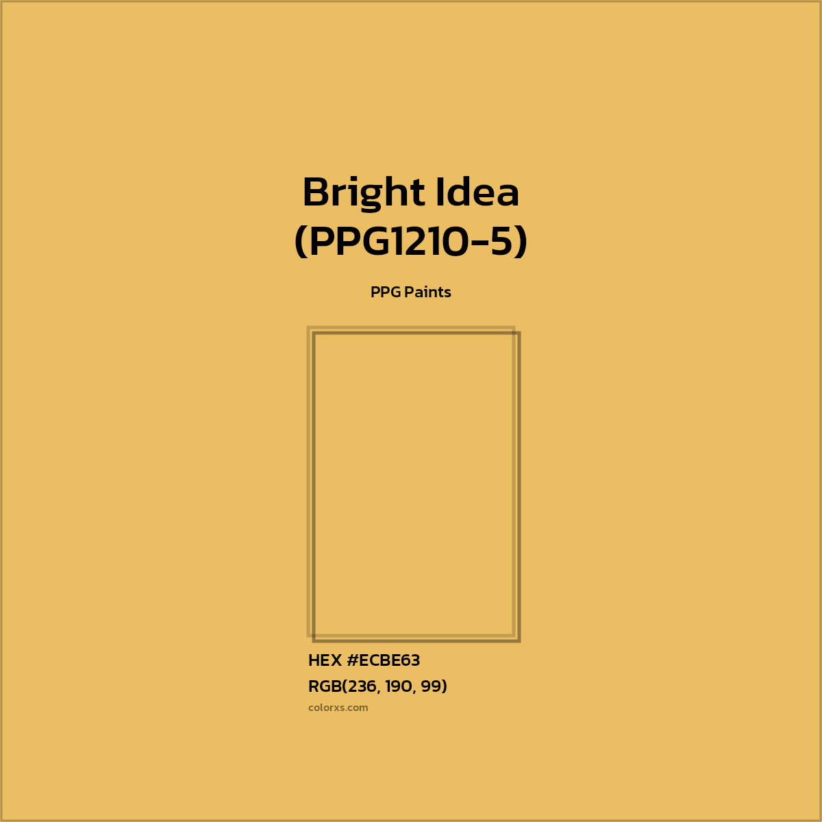 HEX #ECBE63 Bright Idea (PPG1210-5) Paint PPG Paints - Color Code