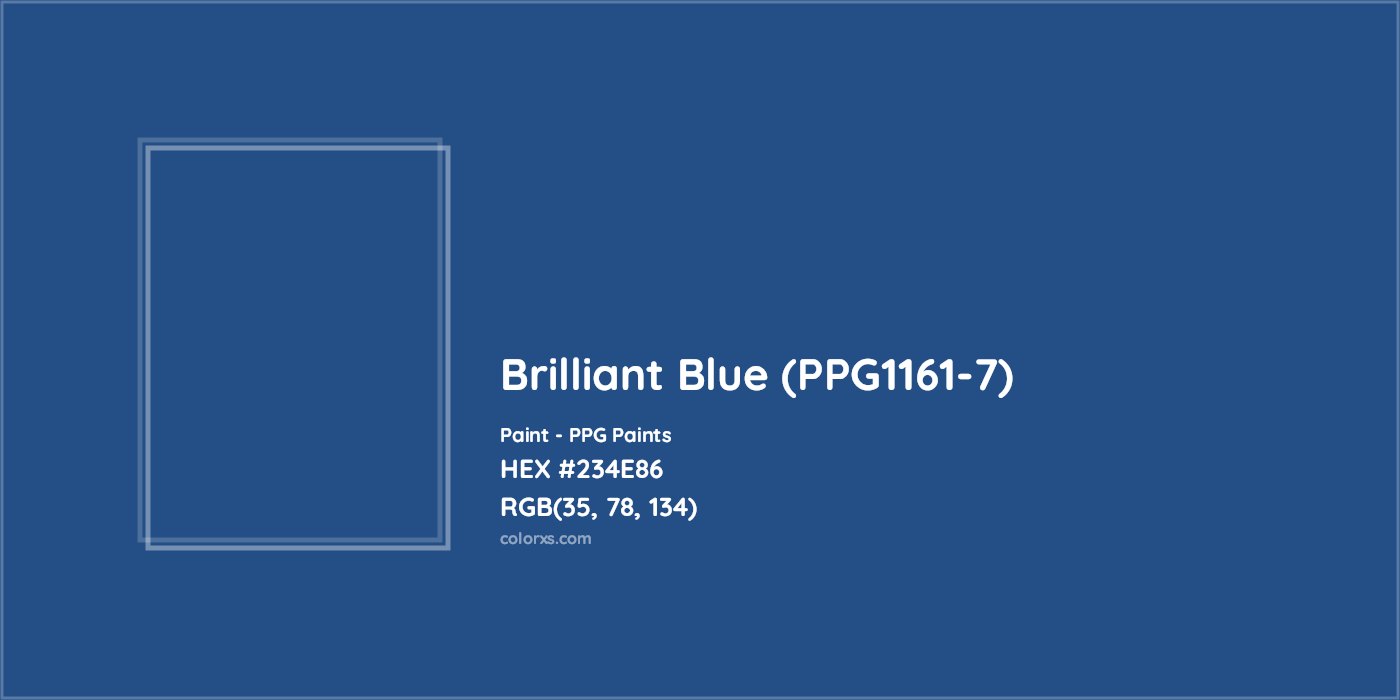 HEX #234E86 Brilliant Blue (PPG1161-7) Paint PPG Paints - Color Code