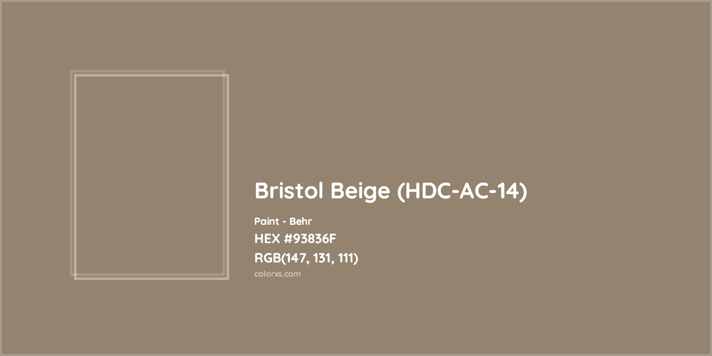 HEX #93836F Bristol Beige (HDC-AC-14) Paint Behr - Color Code