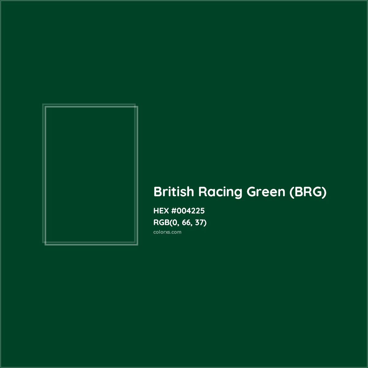 HEX #004225 British Racing Green (BRG) Color - Color Code