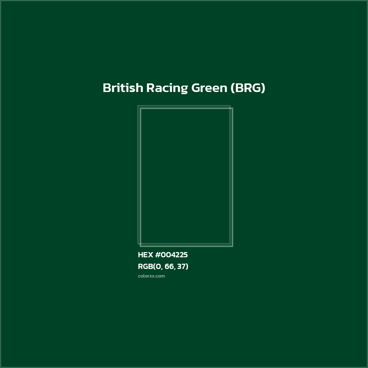 HEX #004225 British Racing Green (BRG) Color - Color Code