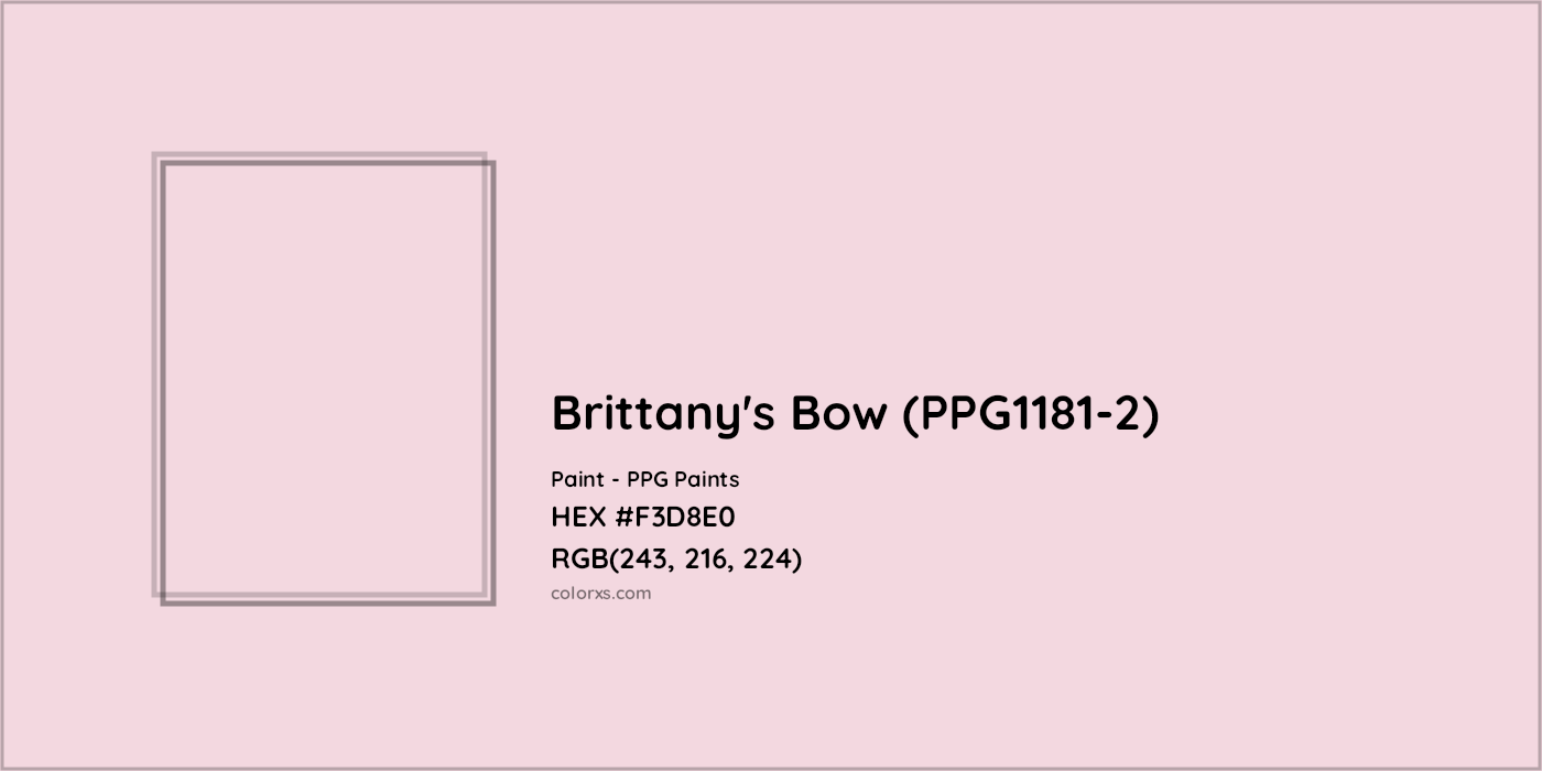 HEX #F3D8E0 Brittany's Bow (PPG1181-2) Paint PPG Paints - Color Code