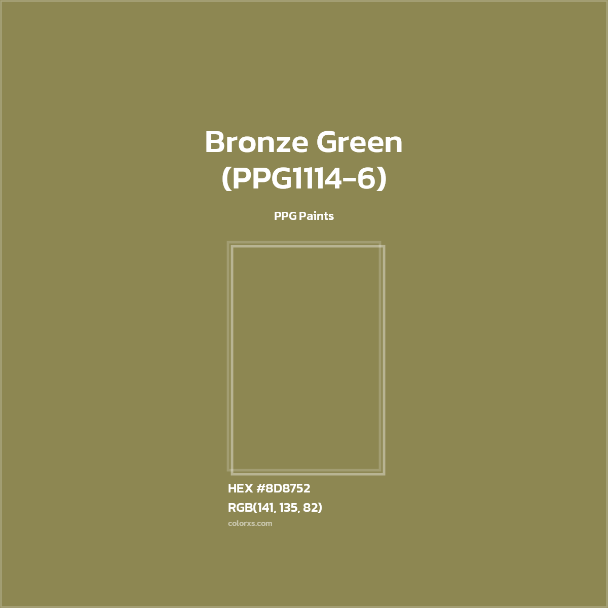 HEX #8D8752 Bronze Green (PPG1114-6) Paint PPG Paints - Color Code