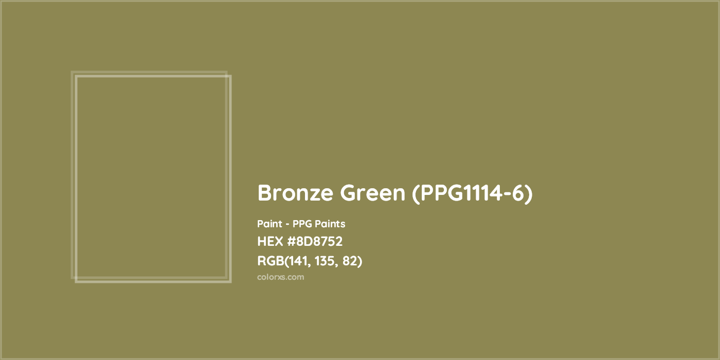 HEX #8D8752 Bronze Green (PPG1114-6) Paint PPG Paints - Color Code