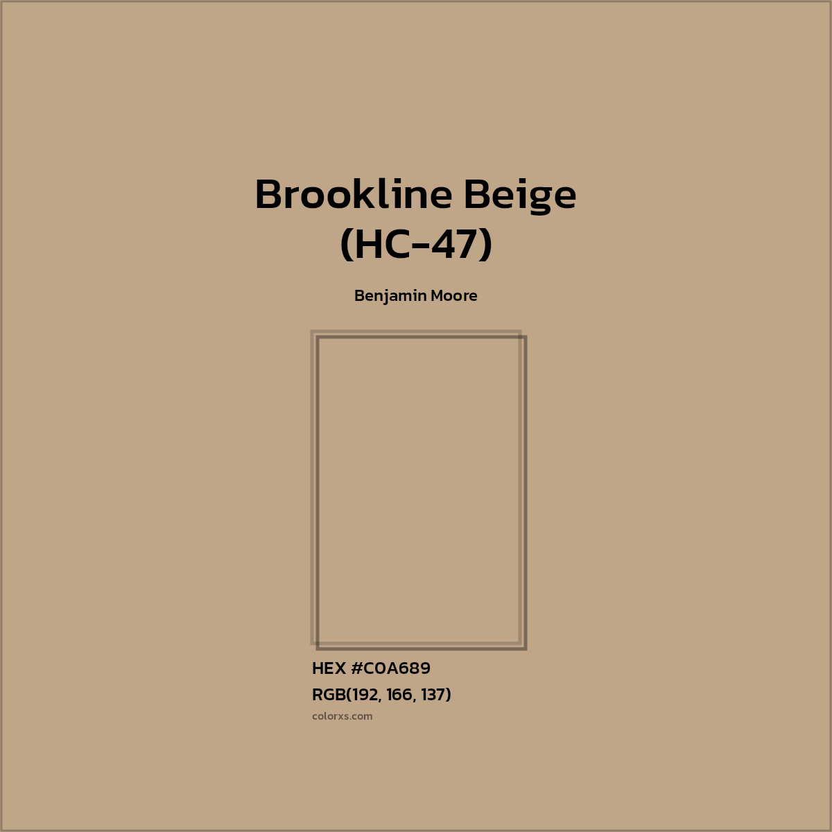 HEX #C0A689 Brookline Beige (HC-47) Paint Benjamin Moore - Color Code