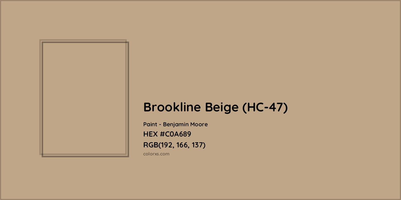 HEX #C0A689 Brookline Beige (HC-47) Paint Benjamin Moore - Color Code