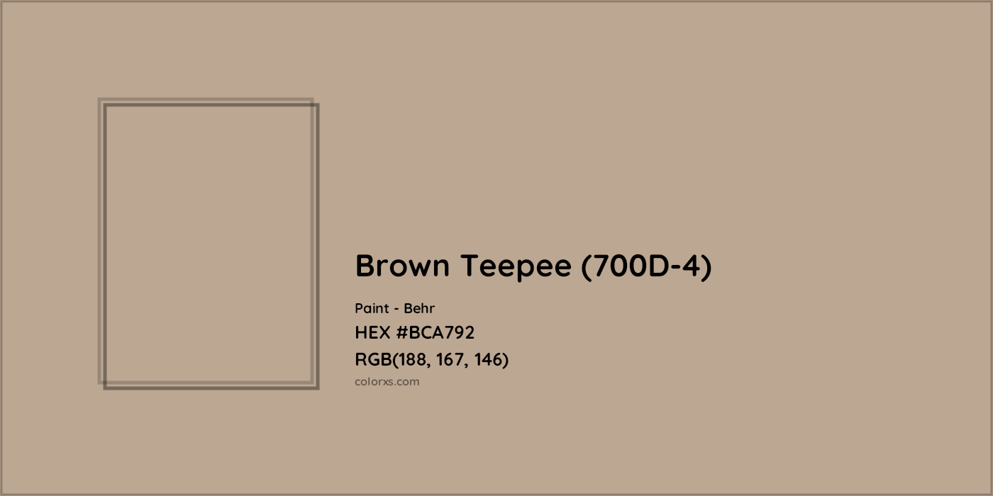 HEX #BCA792 Brown Teepee (700D-4) Paint Behr - Color Code