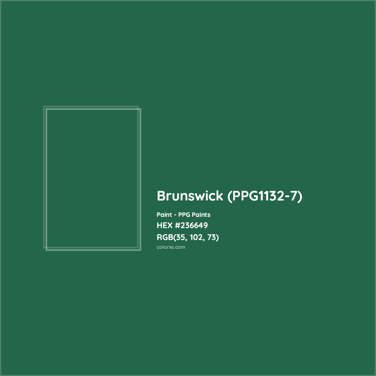 HEX #236649 Brunswick (PPG1132-7) Paint PPG Paints - Color Code