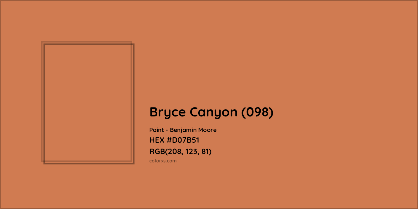 HEX #D07B51 Bryce Canyon (098) Paint Benjamin Moore - Color Code
