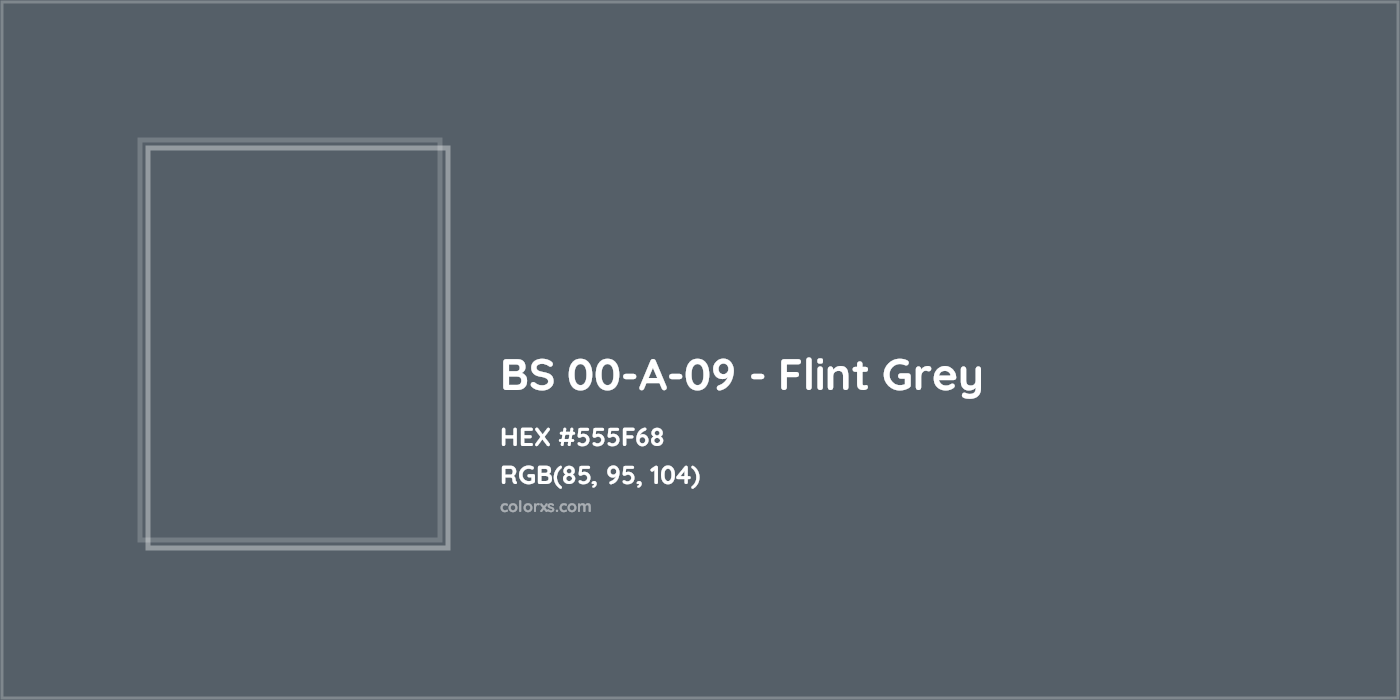 HEX #555F68 BS 00-A-09 - Flint Grey CMS British Standard 4800 - Color Code