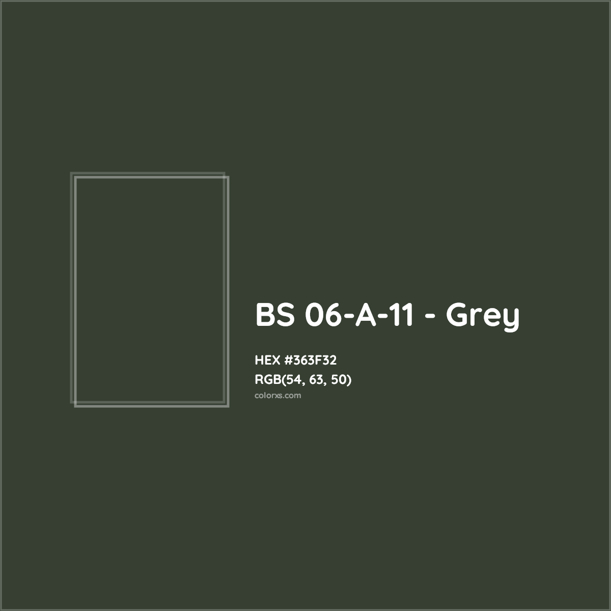 HEX #363F32 BS 06-A-11 - Grey CMS British Standard 4800 - Color Code