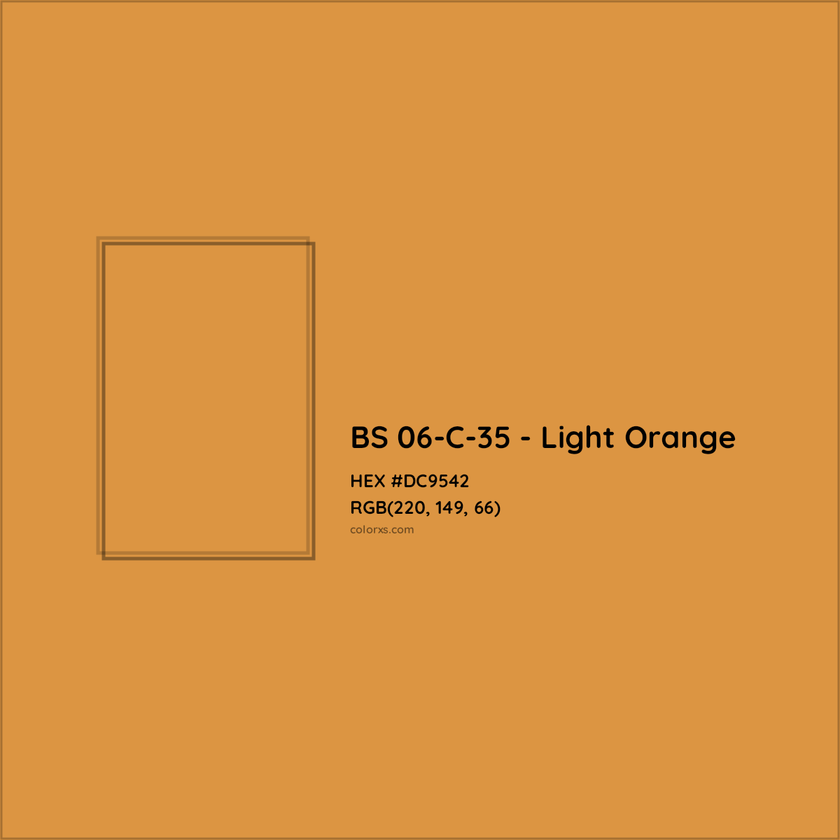 HEX #DC9542 BS 06-C-35 - Light Orange CMS British Standard 4800 - Color Code
