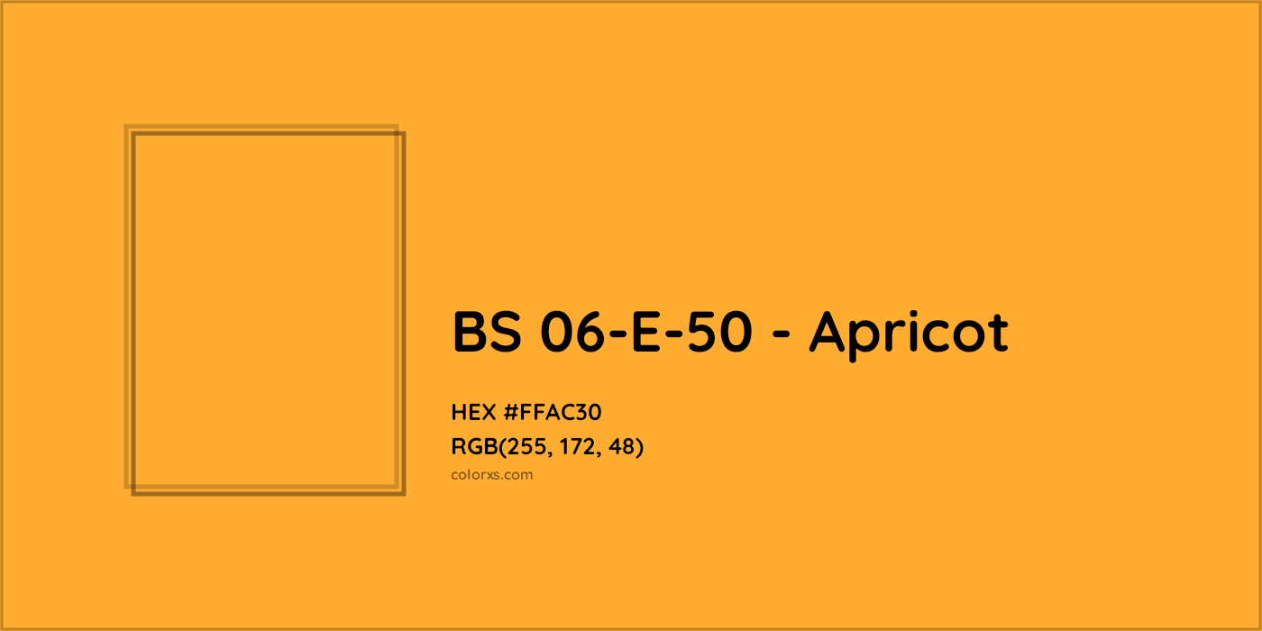 HEX #FFAC30 BS 06-E-50 - Apricot CMS British Standard 4800 - Color Code