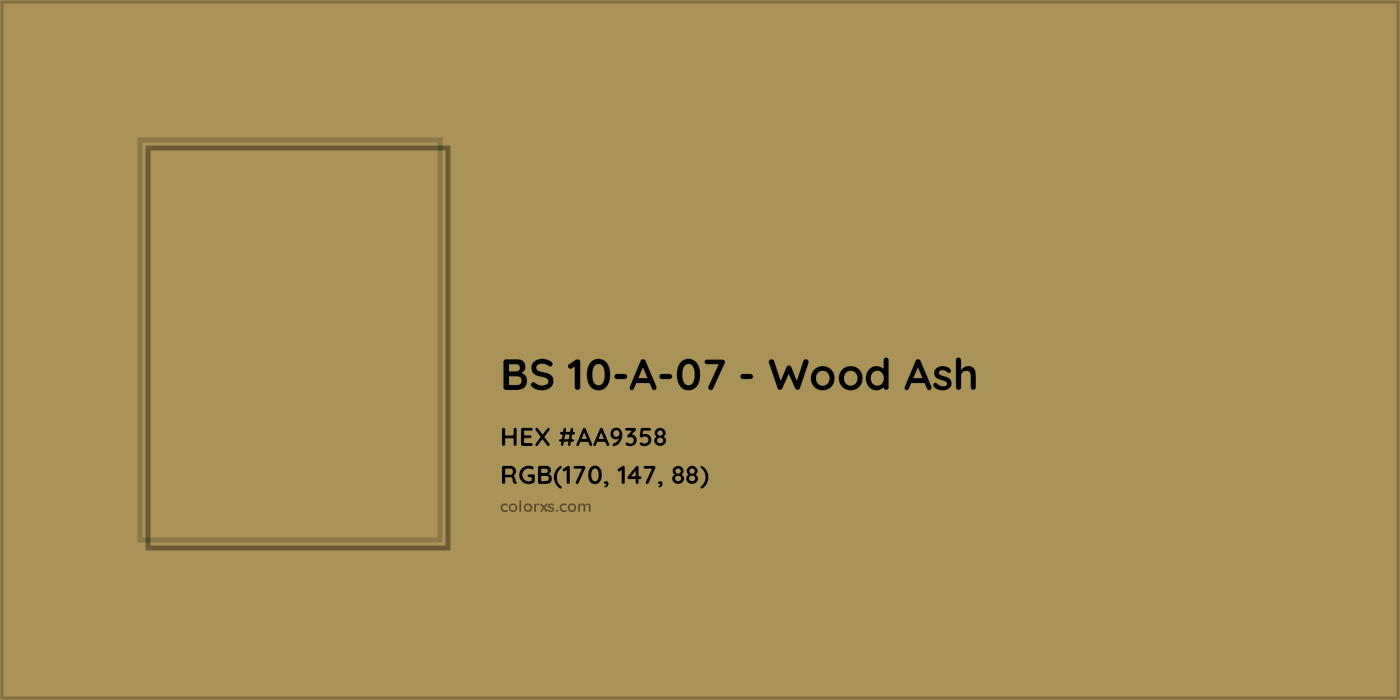 HEX #AA9358 BS 10-A-07 - Wood Ash CMS British Standard 4800 - Color Code