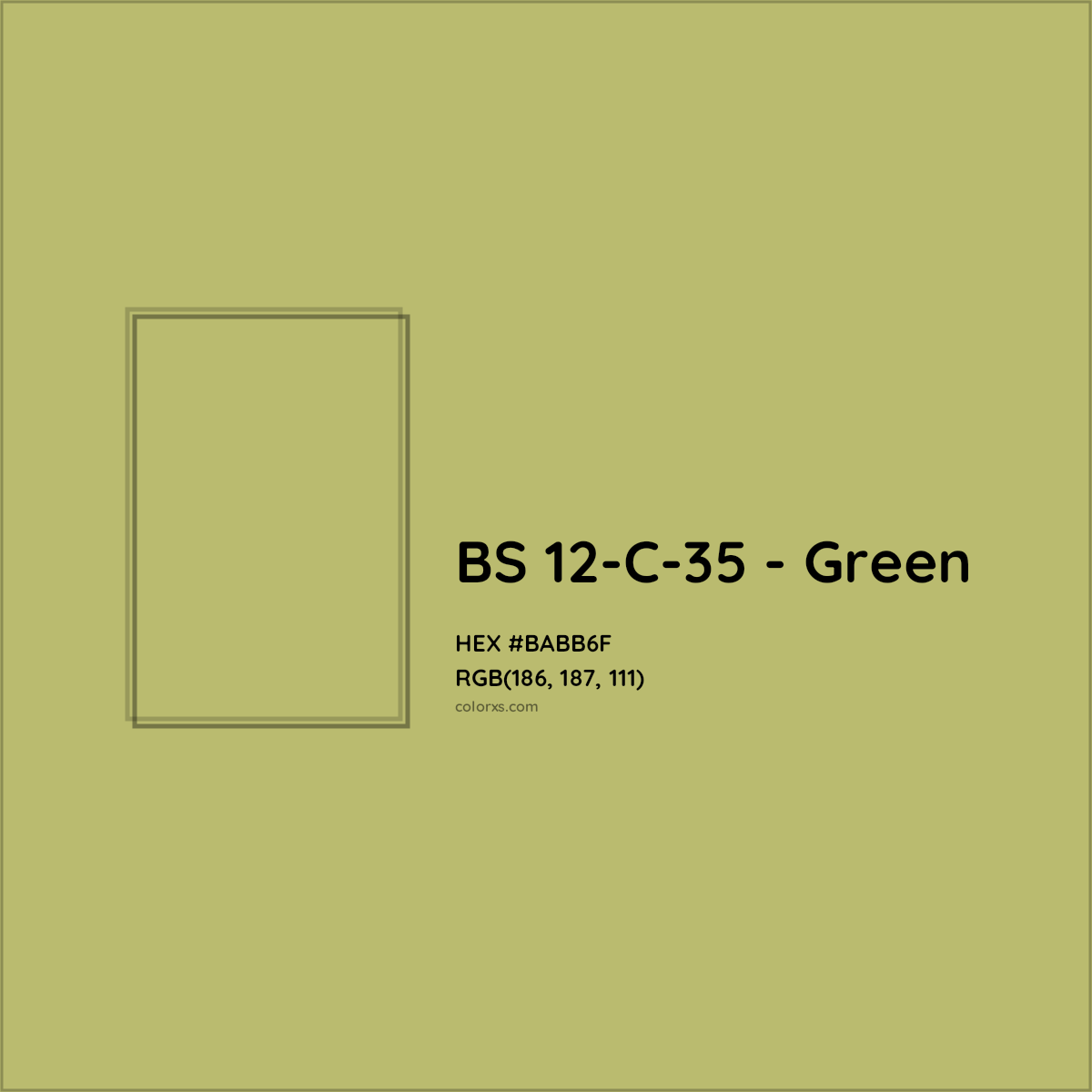 HEX #BABB6F BS 12-C-35 - Green CMS British Standard 4800 - Color Code