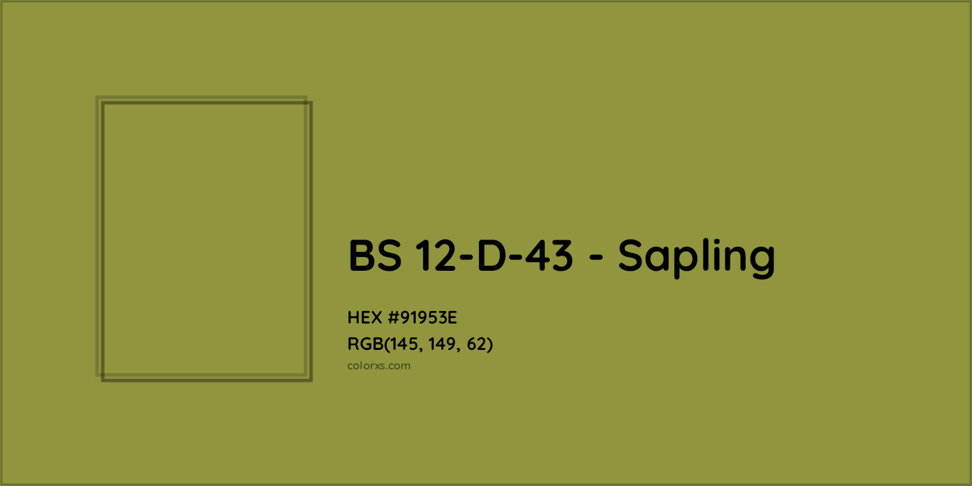 HEX #91953E BS 12-D-43 - Sapling CMS British Standard 4800 - Color Code