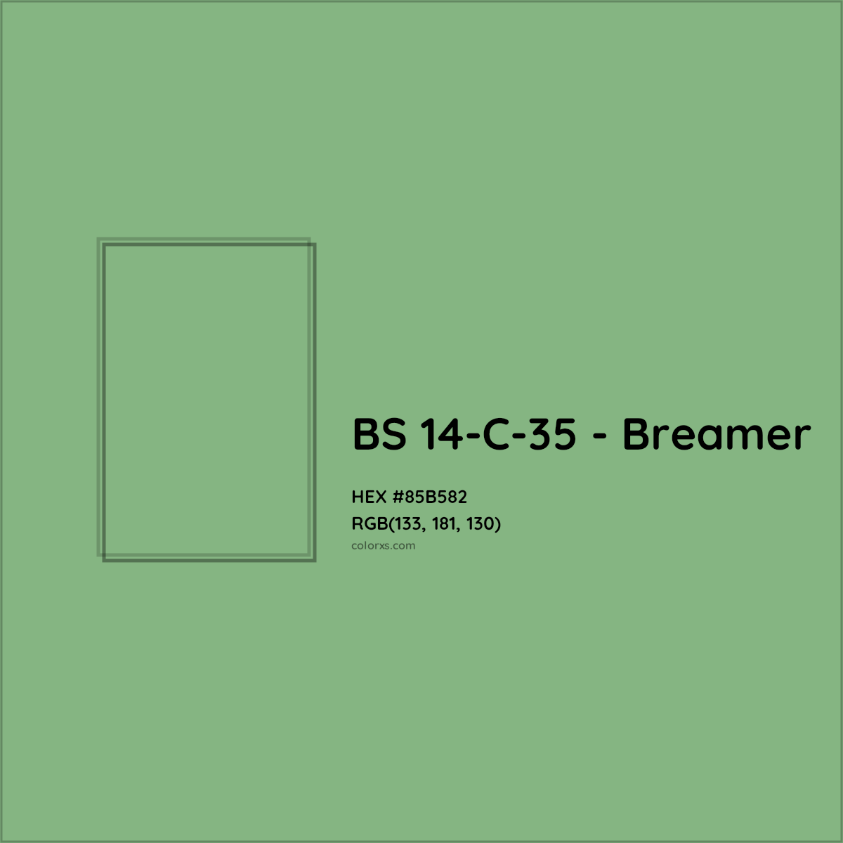 HEX #85B582 BS 14-C-35 - Breamer CMS British Standard 4800 - Color Code