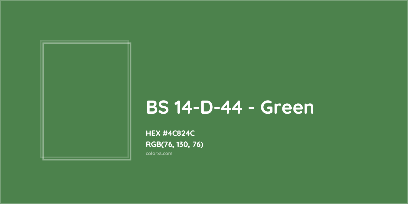 HEX #4C824C BS 14-D-44 - Green CMS British Standard 4800 - Color Code
