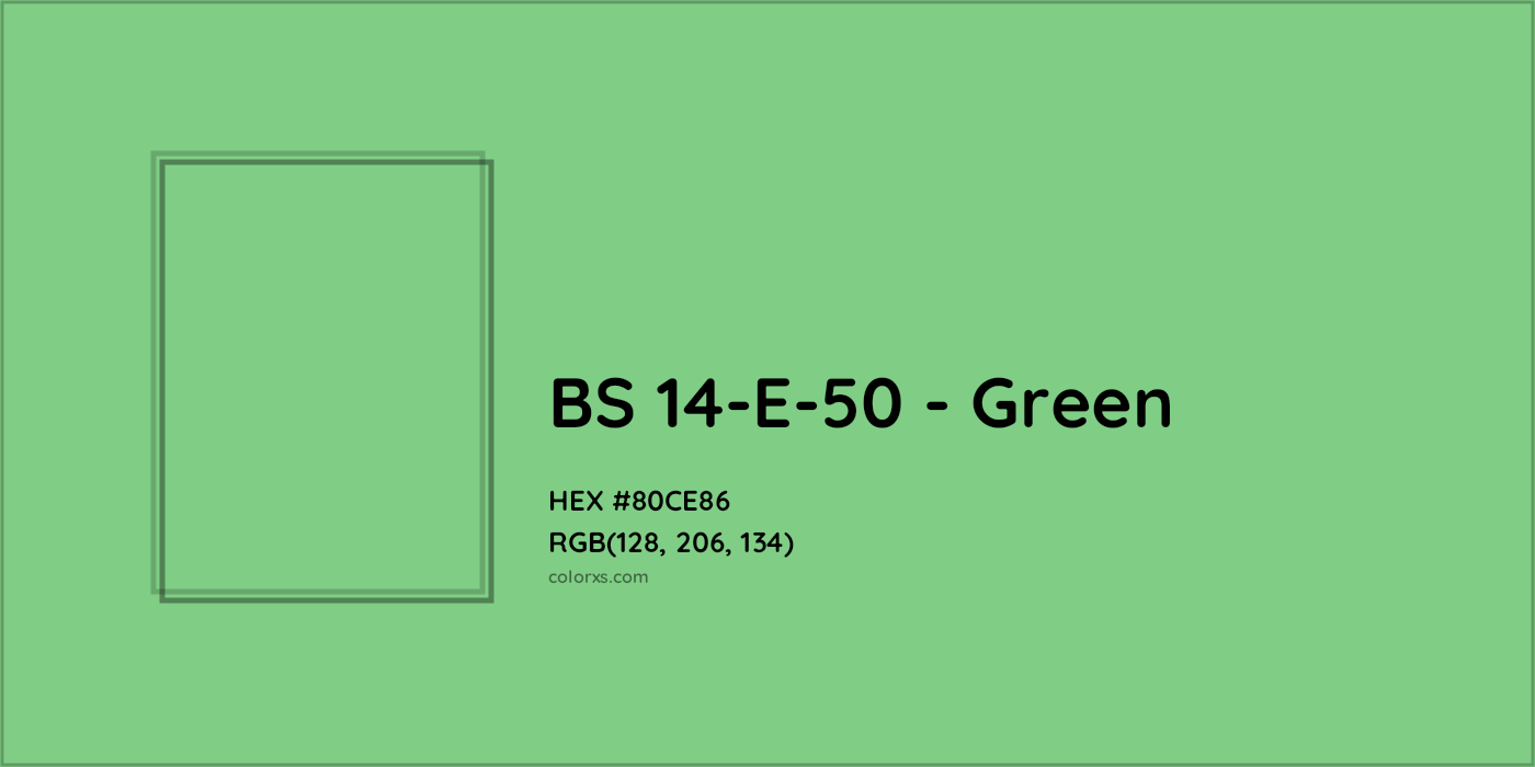 HEX #80CE86 BS 14-E-50 - Green CMS British Standard 4800 - Color Code