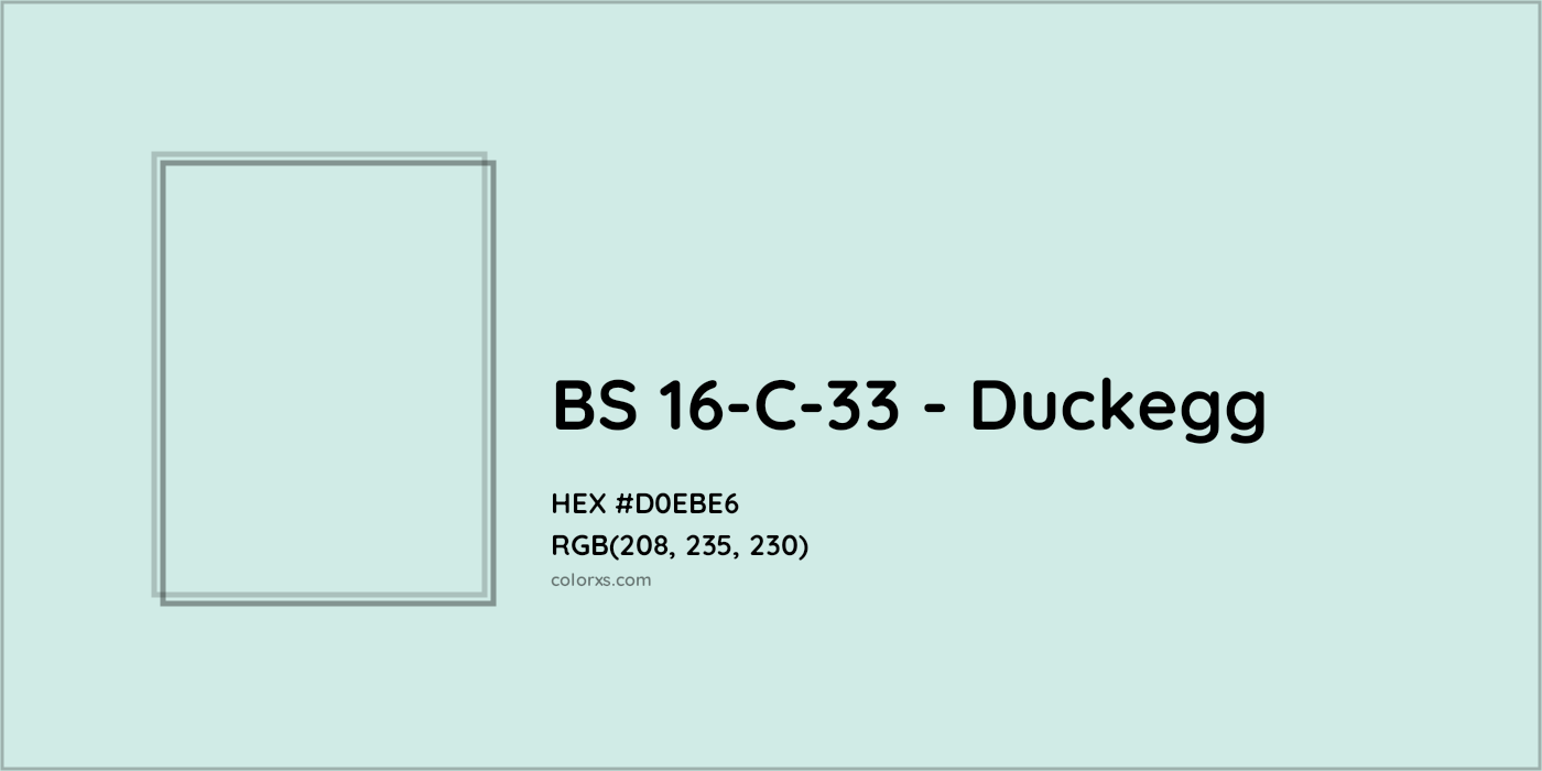 HEX #D0EBE6 BS 16-C-33 - Duckegg CMS British Standard 4800 - Color Code