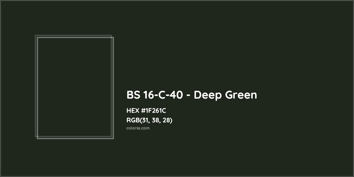 HEX #1F261C BS 16-C-40 - Deep Green CMS British Standard 4800 - Color Code