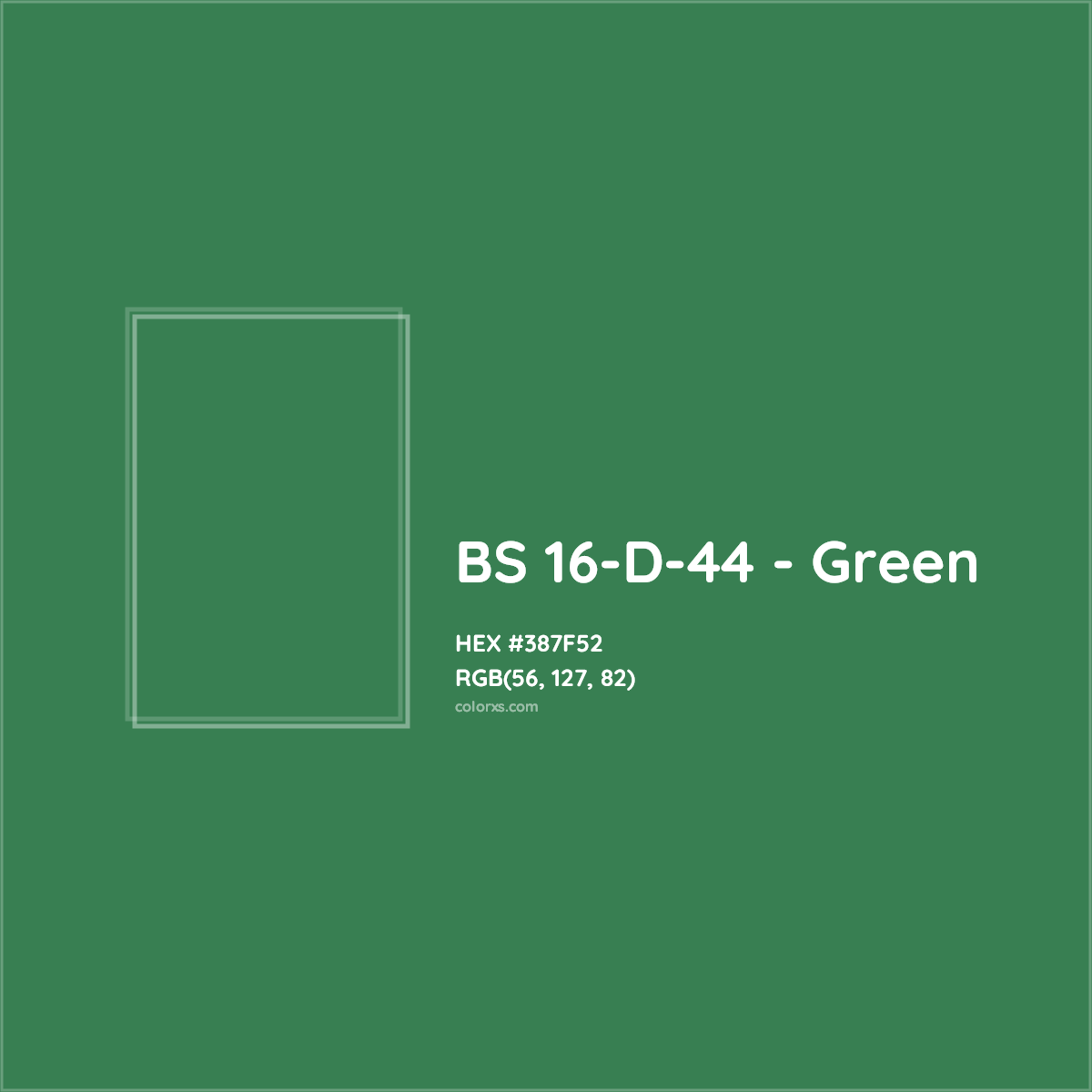 HEX #387F52 BS 16-D-44 - Green CMS British Standard 4800 - Color Code